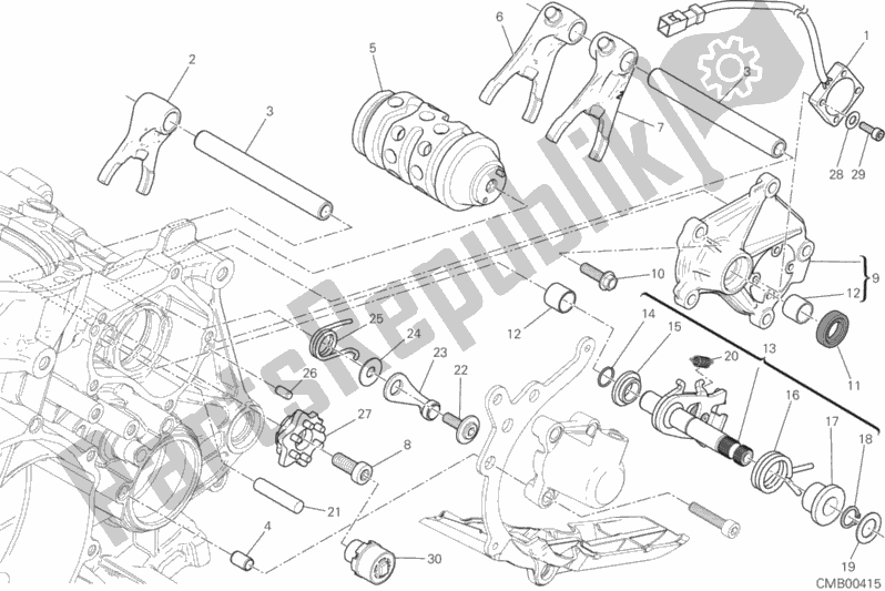 All parts for the Gearchange Control of the Ducati Superbike 1199 Panigale Superleggera USA 2014